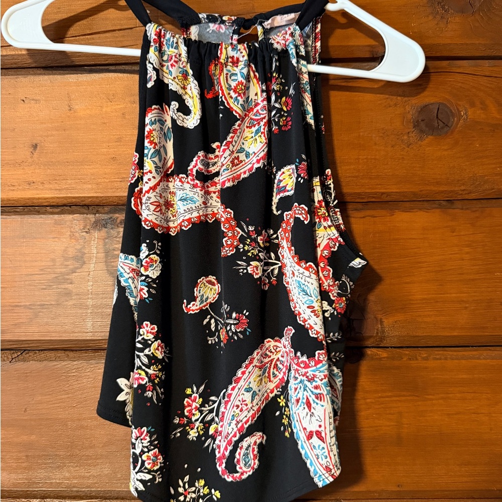 Women’s Black Paisley Halter Tank Top
